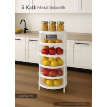 5 Katlı Sebzelik Açılır Metal Patates Soğan Sepeti Paslanmaz Meyvelik Organizer Sepet Beyaz Beyaz