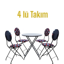 İskanbil Desenli Metal Bahçe Takımı - 4 Sandalye + 1 Masa