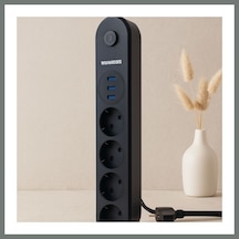 Bezos Termal Korumalı Anahtarlı 4'lü Uzatma Kablosu 3 Usb 2 M Mmbz