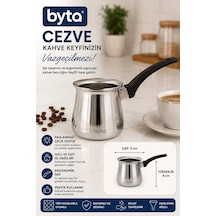 Paslanmaz Çelik Cezve 9 Cm Ergonomik Saplı Türk Kahvesi Pişirme Cezvesi Damlatma Ağızlı