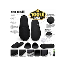 4mm Kalın Taban Siyah Otel Ve Misafir Terliği - Tek Kullanımlık Toptan Airbnb Spa Buklet Seti 100 Çift Siyah - 941710982 Siyah