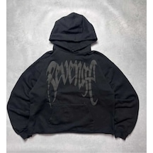 Hunors Sportswear & Company Revenge Baskılı Unisex Model Pamuklu Kapüşonlu Sweatshirt SIYAH