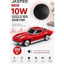 Jasper Jpr-1507 Kırmızı 10w Bluetooth Hoparlörlü Retro Araba Tasarım Fm Radyo, Usb, Tf Kart, Aux Ve Mp3
