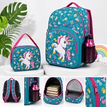 Kız Çocuk Okul Çantası Ve Beslenme Çantası Seti Unicorn -çok Renkli