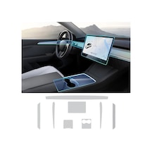 Novstrap Tesla Model Y/3 İle Uyumlu Trim Ve Ekran Koruyucu Film 8 Parça Şeffaf Araç İçi Ppf Kaplama