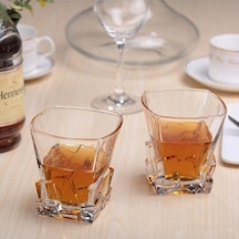 2 Adet Premium Kristal Kesim Viski Bardağı - 300 Ml El Yapımı Bourbon Ve Kokteyl Kadehi Şeffaf
