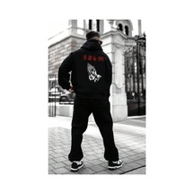 Altamira Erkek Siyah Sırt God We Baskılı Oversize Kapşonlud Sweatshirt 001
