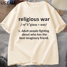 Flood Of Style Religious War Men's T Shirt Funny Letter Print Short Sleeve Tees Fashion Graphic Tees Vintage Haki