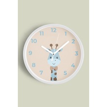 Sevimli Zürafa Çocuk Odası Duvar Saati - 35cm - Önü Camlı Beyaz Kasa - Sessiz Mekanizma-jh1148 Beyaz