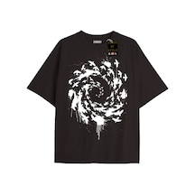 Flood Of Style Siyah Oversize T-shirt Kuşlar Özel Tasarım