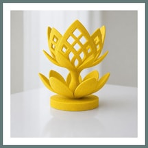 Bezos 3d Baskı Lotus Çiçeği Mumluk - Dekoratif Tealight Mumluk-sarı Ventra