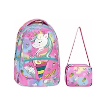 Unicorn Desenli Pembe İlkokul Sırt Çantası + Beslenme Çantası 2303 Açık Pembe
