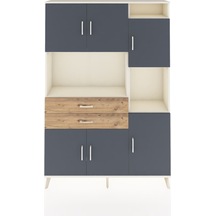 Arges Dolap 9 Raflı 2 Çekmeceli 6 Kapaklı 132x30x195 Aytaşı-antrasit/çam Antrasıt/atlas Çam