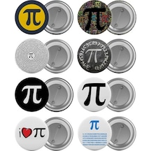 Pi Sayısı Çanta Rozeti Seti 8 Adet En Büyük Boy 5.8Cm Iğneli Broş