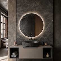 40x40 Cm Yuvarlak Dimmable Led Banyo Aynası 3000k Günışığı Sarı