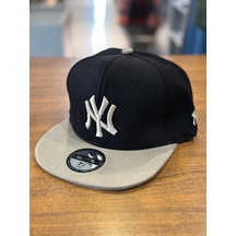 Hamze Ny Yankees Nakışlı Siyah Bej Hip Hop Snapback Rapper Basket Şapka