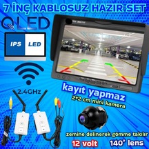 Kablosuz 7 İnç Monitör 19 Mm Ultra Mini Araç Görüş Kamerası 12 V Kayıt Yapmaz