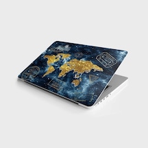 Laptop Sticker Bilgisayar Notebook Pc Kaplama Etiketi Altın Dünya
