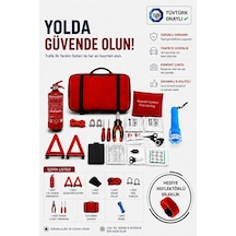 Araç Trafik Güvenlik Seti 1 Kg Yangın Sönürücü+il Yardım+reflektör+çekme Halatı+pense+tornavida-fener Reflektörlü Bileklik