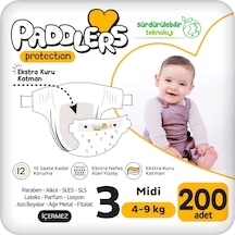 Protection Bebek Bezi 3 Numara Midi (4-9 Kg) 200 Adet – Ekstra Jumbo Set, Maksimum Koruma