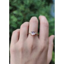 Morganite Yan Taşları Pırlanta Yüzük- Ak1304