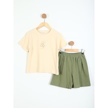 Xo Kids Kız Çocuk Kombin Takmı 4-8 Yaş Set0298 Haki