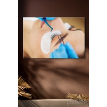 Dekoratif Yatay Kanvas Tablo Tekli Kuaför Güzellik Salonu Makyaj İpek Kirpik İşlemi 2706