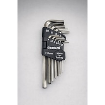 Edoni 10 Parça L Alyan Anahtar Takımı, Hex, Metrik 1.5 10 Mm Boyutlu, Dayanıklı, Taşıma Aparatlı, Profesyonel Kalite, Hobi Ve Endüstriyel Kullanım İçin Mini Set Nikel, 120 Mm