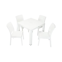 Mandella Elit Rattan 90x90 Elit Sandalye Masa Takımı Beyaz Diğer