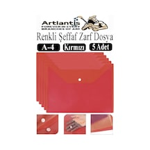 Kırmızı A4 Çıtçıtlı Dosya Şeffaf Renkli Zarf Dosya 5 Adet Çıt Çıtlı Dosya Su Geçirmez 100 Yaprak Kapasite