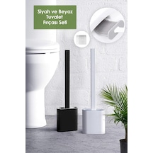 2li Set Beyaz Ve Siyah Renk Silikon Tuvalet Fırçası Set Bükülebilir Pratik Silikon Wc Klozet Fırçası Diğer