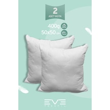 Eve Tekstil 2 Adet Diamant Plus Kare Kırlent Yıkanabilir Antialerjik Silikon Elyaf Yastık 40x40cm 400 Gr Beyaz