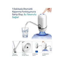 Yeni Nesil Dokunmatik Damacana Su Pompası Şarjlı 1200 Mah Lisinya Beyaz