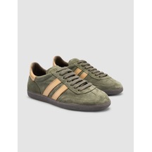 %100 Hakiki Deri Yeşil Süet Kadın Sneaker-yesıl Yeşil