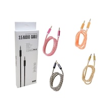 Pm 3.5 Mm Erkek/Erkek Renkli Aux Örgülü Kablo