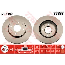 TRW DF4809 Fren Diski Ön Galant 96-03 Lancer 03- Havalı 276Mm