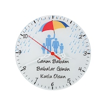 Babalar Günü Hediyesi - Mesajlı Cam Duvar Saati Çok Renkli