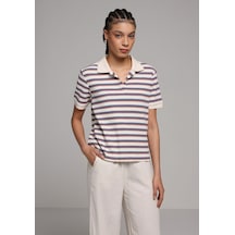 Colins Regular Fit Polo Yaka Çizgili Kadın Çok Renkli Kısa Kol Tişört Cl1078639 Q1.v1 Mtc Çok Renkli