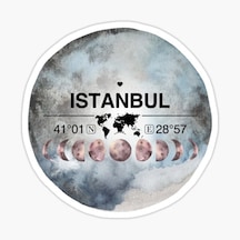 Istanbul Ve Ay Gps Harita Sticker Oto Araba Yapıştırma 15Cm