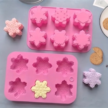 Silikon Kar Tanesi Desenli Sabun Çikolata Kek Mum Buz Kalıp Pembe