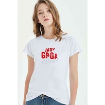 Lady Gaga Artpop Baskılı Beyaz Kadın Tshirt