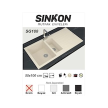 Sinkon Krem Granit Eviye 50 x 100 / 1.5 Göz - Sg100 - Sinkon