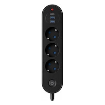 Blic Termal Akım Korumalı 3 Lü Priz 2500w 1 Usb-c + 2 Usb-a Hızlı Şarj Girişli Çoklu Priz Aşırı Akım, Isınma Ve Kısa Devre Korumalı Aç/kapa Anahtarlı Siyah Uzatma Prizi Grup Priz