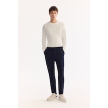 Avva Erkek Lacivert Yanı Lastikli Bi-stretch Hafif Çizgili Slim Fit Pantolon A52y3204