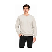 Zenna Tarz Erkek Bisiklet Yaka İçi Şardonlu 2 İplik Düz Uzun Kollu Regular Fit Sweatshirt - Gri