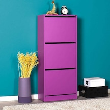 Flat Duo 3 Katlı Ayakkabılık Dolabı - Mor