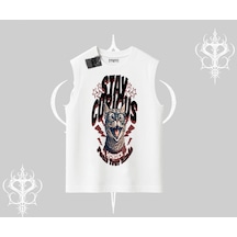 Tarzsokak Stay Curious Kedi Baskılı Kolsuz Tshirt Beyaz