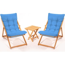 2+1 Nora Şezlong Seti Bahçe-balkon-teras-plaj-kafe Katlanır Set Ahşap
