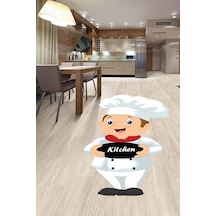 Beyaz Kaymaz Tabanlı Aşçı Lazer Kesim Mutfak Halısı Mt20n11