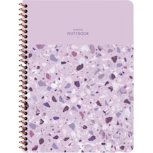 Kareli 16x22 Cm 80 Yaprak Plastik Kapak Telli Defter 60 Gram Beyaz Sayfa Terazzo Çok Renkli
